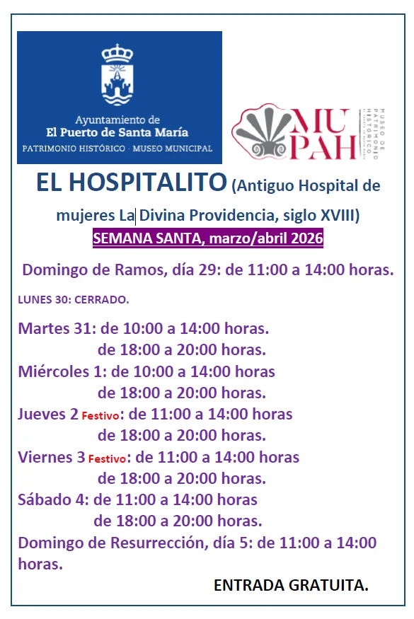 Horarios de apertura El Hospitalito SS 2026